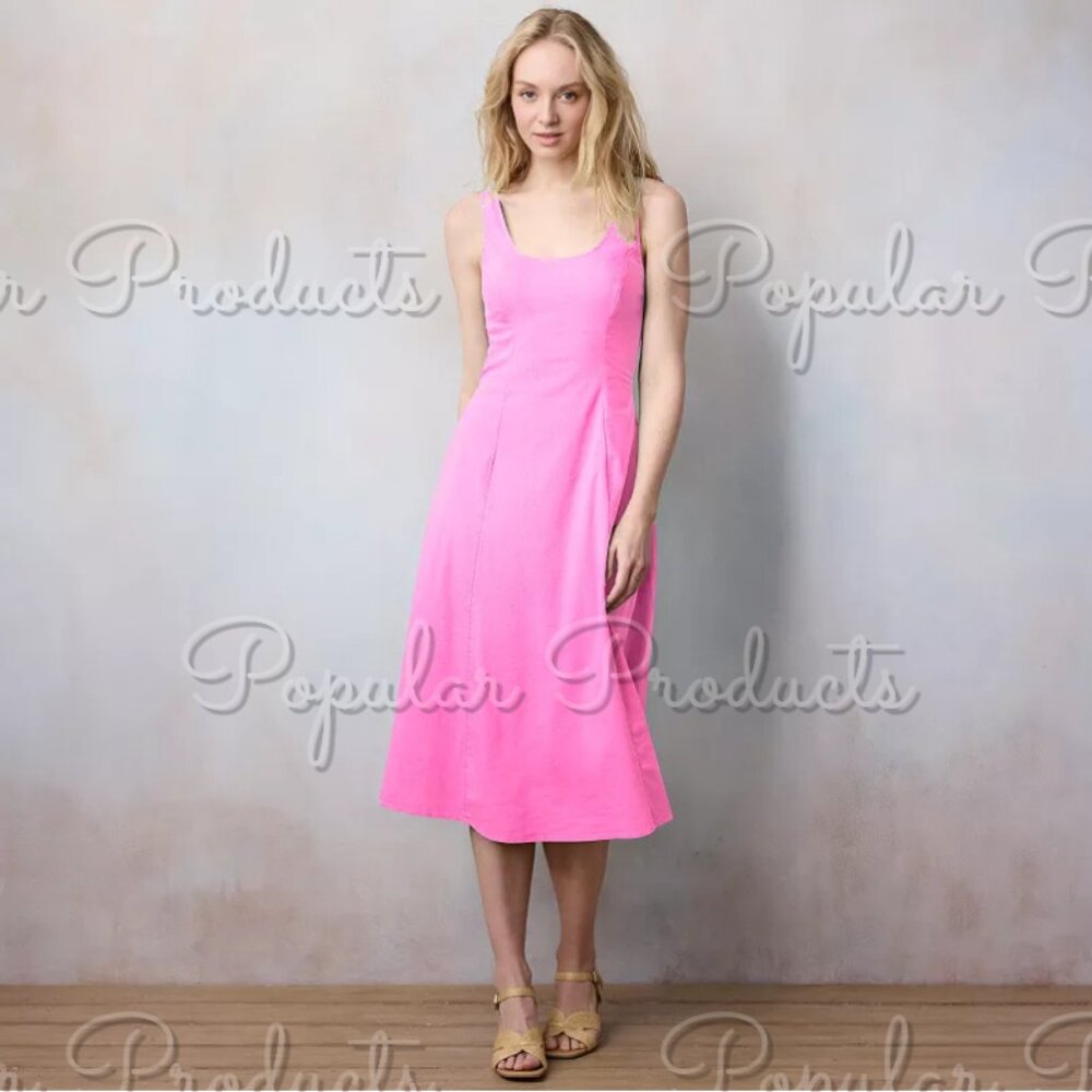 LC Lauren Conrad | Smocked Tie Waist Midi Tank Top Dress, Pink
